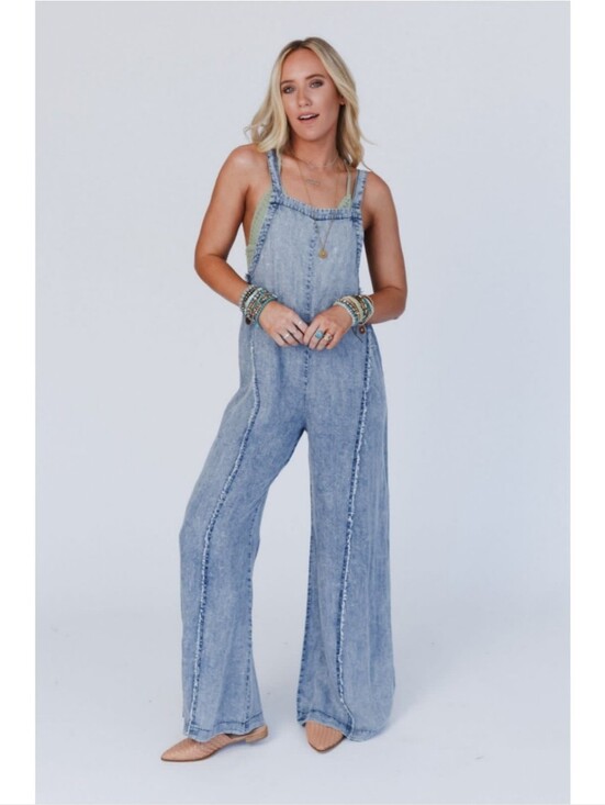 Three Bird Nest Pants - Ee:some × Three Bird Nest Harley Washed Denim Jumpsuit Nwt